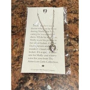 NEW 1993 American Girl Molly Silver Heart Locket Necklace Pleasant Company P145